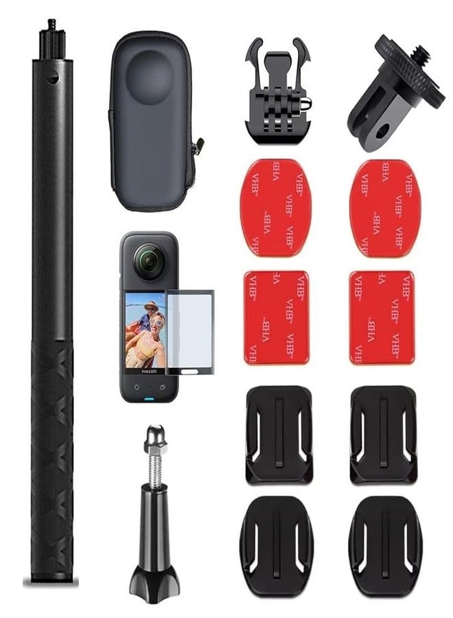 ADOFYS Accessory Kit Compatible with Insta360 One X3 with Invisible Selfie Stick, Portable Case, Screen Protector and Adhesive Mounts - Image 1