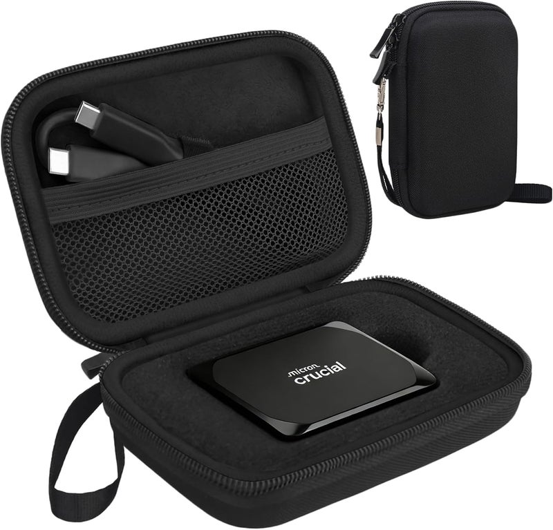 Lacdo Hard Drive Carrying Case for Crucial X9 Pro / X10 / X10 Pro / X9 SSD 1TB 2TB 4TB 6TB 8TB Portable External Solid State Drive Shockproof Water Repellent Crucial SSD Case Storage Travel Bag, Black - Image 1
