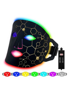 LED Face Mask Light Therapy, 7 Colors LED Red Light Therapy for Face, Red Light Therapy Mask, LED Mask Therapy Facial at Home, Bendable Silicone Led Light Therapy Facial Photon Mask (UK Regulatory)