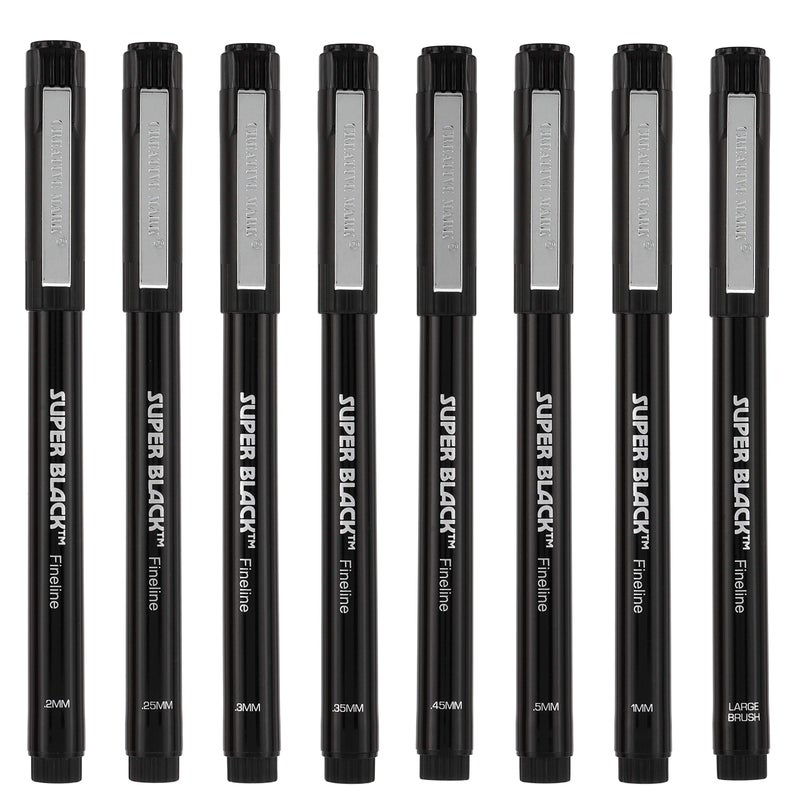 Creative Mark Ultimate Fine Line Drawing Pens Super Black, Permanent, Waterproof, & Acid-Free Assorted Tips and Large Brush Pen - [Fineliners and Sketch Set of 8] - Image 3