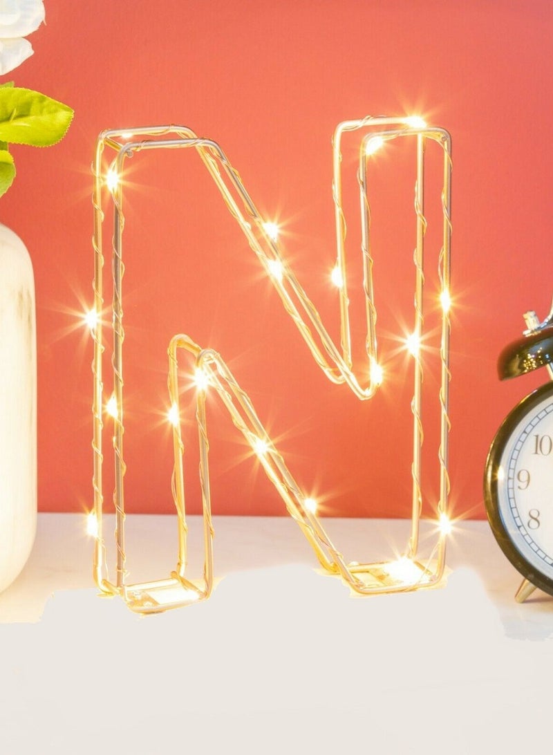 سلة حرف N مضيء لون ذهبي - Image 2