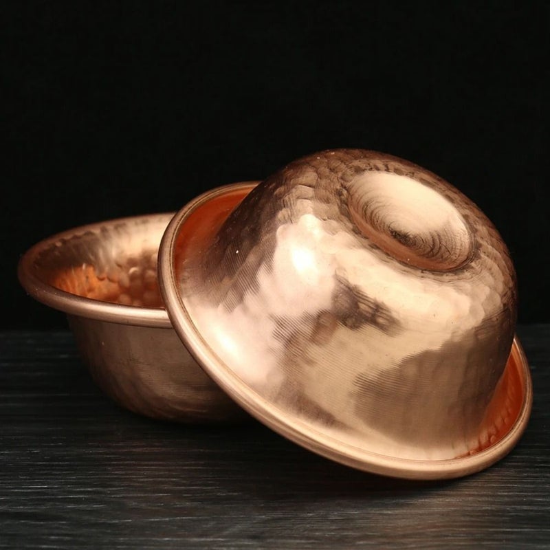 Handcrafted Pure Copper Bowl 1pc For Holy Water Hammered Design Nepal Buddhist - Image 4