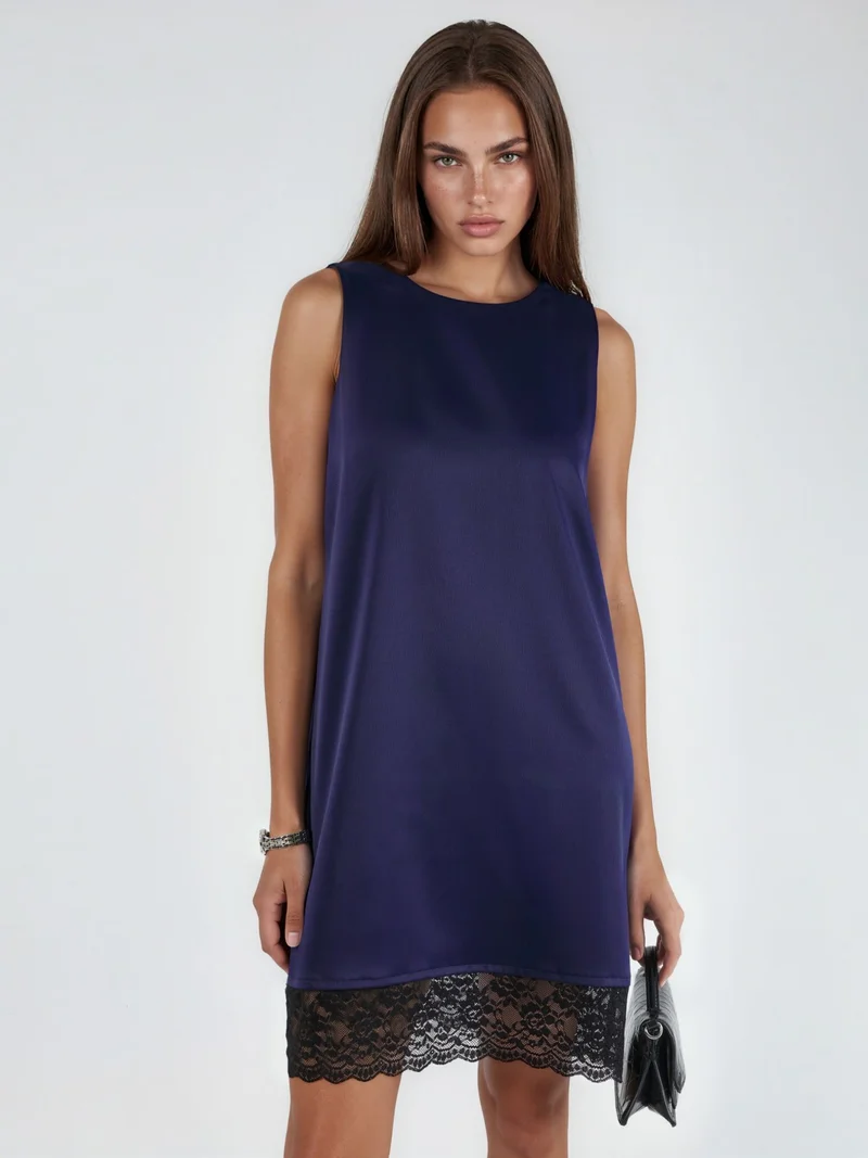 هيكاب Satin Mini Dress with Lace Detail