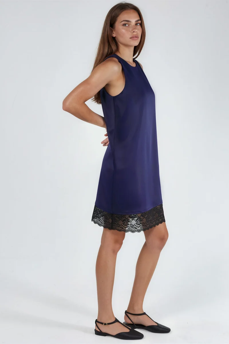 Hiccup Satin Mini Dress with Lace Detail