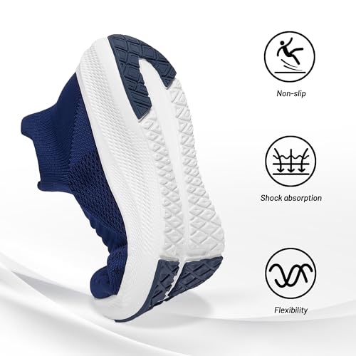 SHULOOK Womens Slip on Walking Shoes Comfort Lightweight Breathable Sock Shoe Non-Slip Mesh Casual Fashion Tennis Running Sneakers Blue - Image 3