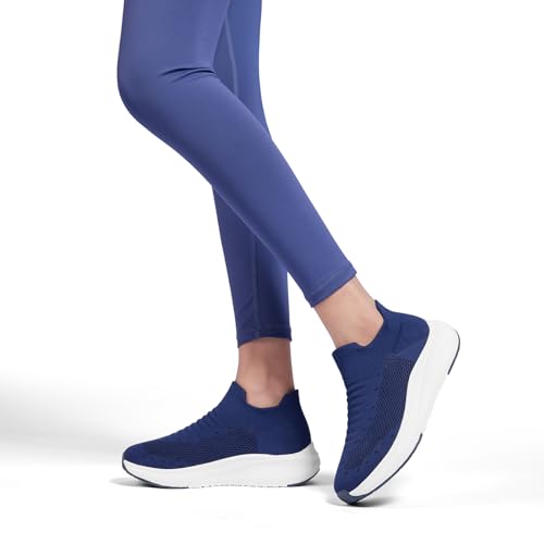 SHULOOK Womens Slip on Walking Shoes Comfort Lightweight Breathable Sock Shoe Non-Slip Mesh Casual Fashion Tennis Running Sneakers Blue - Image 2