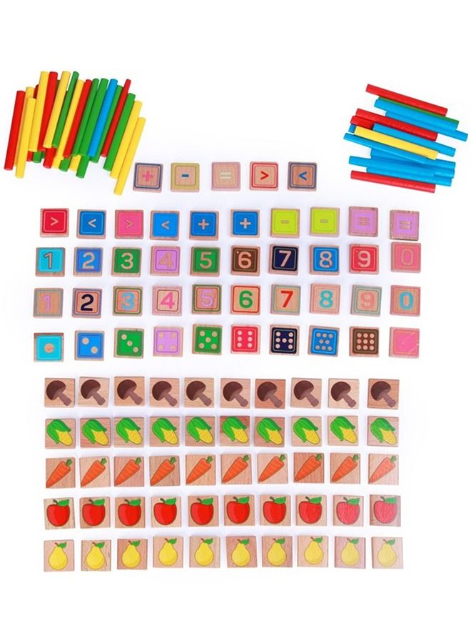BAYBEE 4 In 1 Wooden Puzzles For Kids Toys Montessori Toys With Vegetables, Numbers, Arithmetic, Board Games, Counting Sticks Learning Educational Kit Puzzle Toys For Kids 2+Years Boys Girls  - Image 1