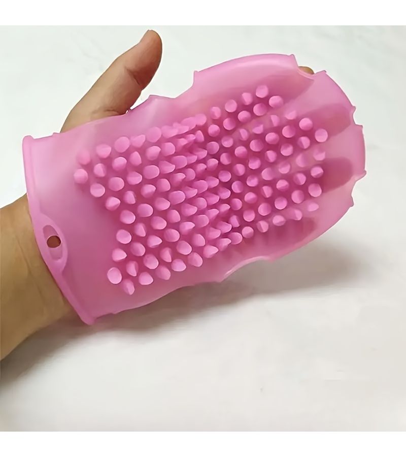 Pink Silicone Massage Gloves Full Body Exfoliating Bath Brush Spa Home Tool - Image 4