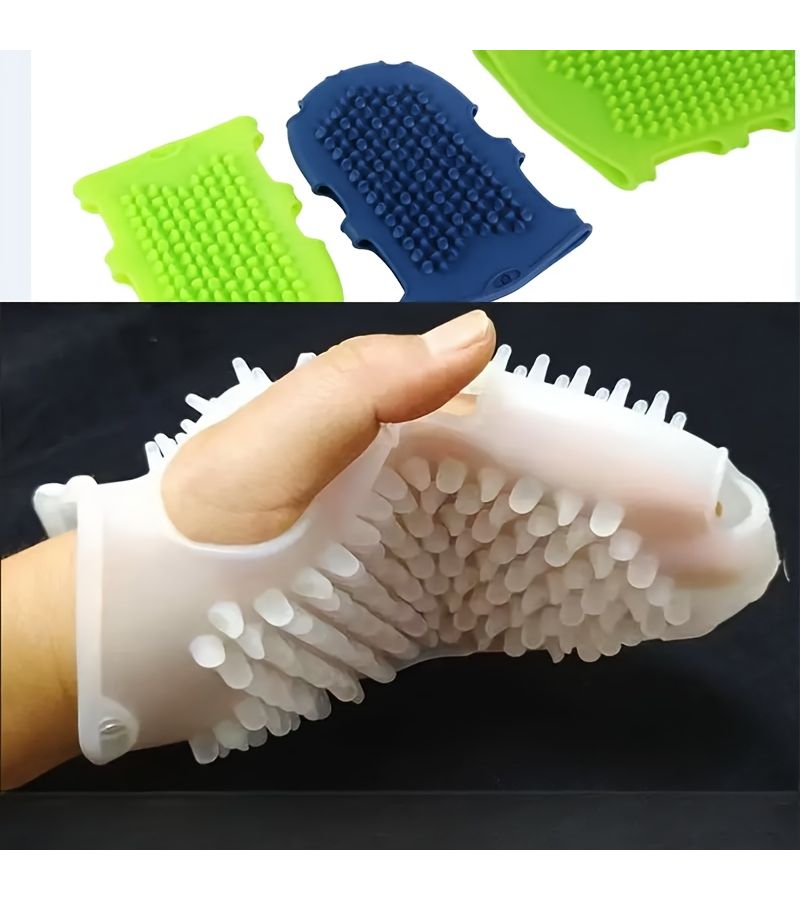 Pink Silicone Massage Gloves Full Body Exfoliating Bath Brush Spa Home Tool - Image 1