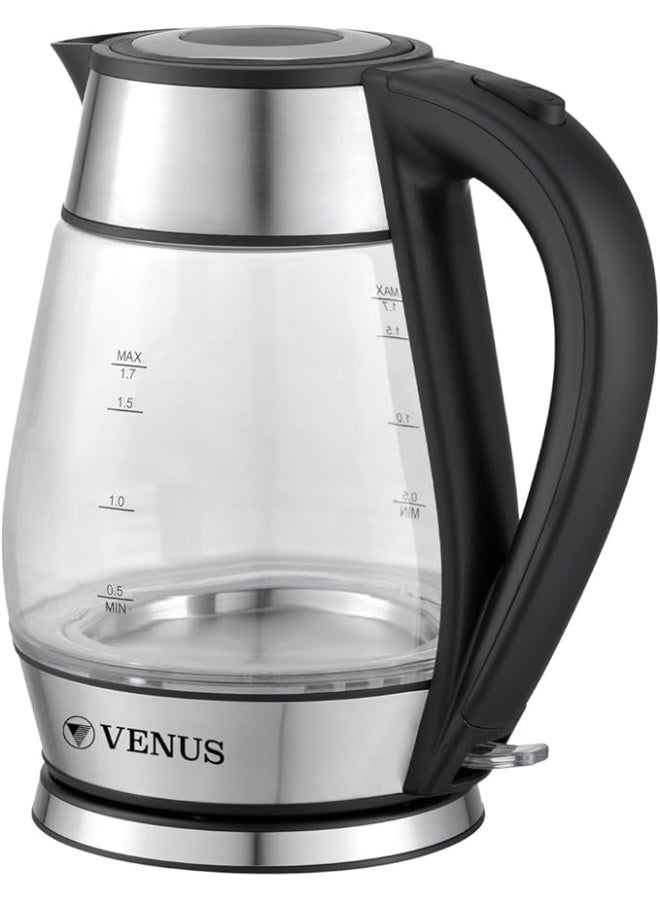 Venus Premium Glass Cordless Electric Kettle, 2150W, 1.7L, LED Indicator VCK1811GG - Image 1