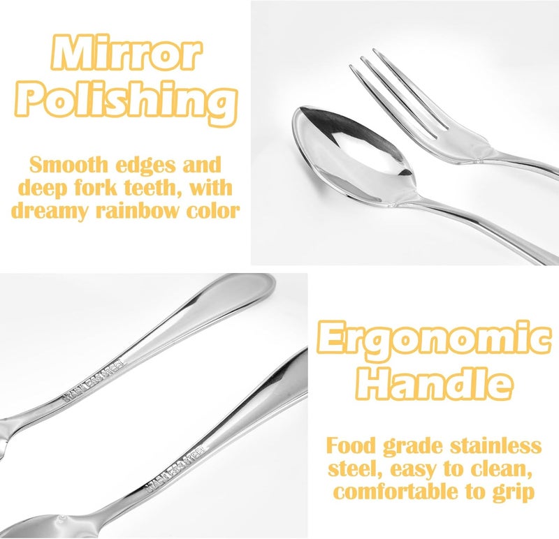 RETON 12 Pcs Dessert Forks and Spoons Silverware Set, Stainless Steel Mini Forks and Spoons, Small Appetizer Cocktail Fruit Forks, Mini Coffee Spoons Teaspoon for Kitchen Party (6 Forks+6 Spoons) - Image 3