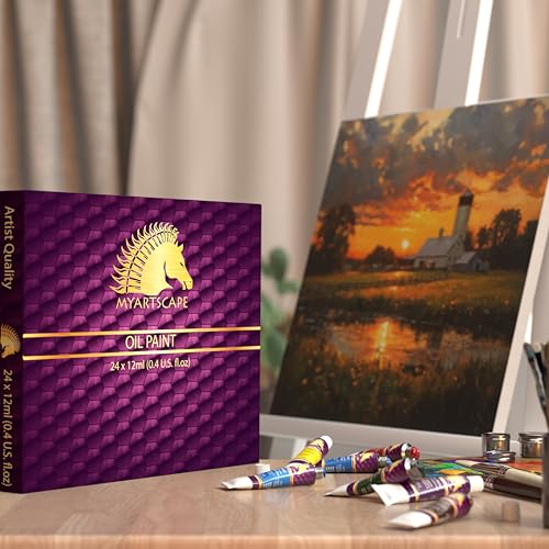 MyArtscape Oil Paint Set - 12ml x 24 Tubes - Lightfast - Heavy Body - Oil-based Colors - Great Pigment Load - Artist Quality Painting Supplies - Professional Craft Paints - Image 2
