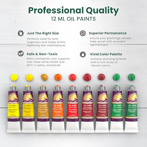 MyArtscape Oil Paint Set - 12ml x 24 Tubes - Lightfast - Heavy Body - Oil-based Colors - Great Pigment Load - Artist Quality Painting Supplies - Professional Craft Paints - Image 5