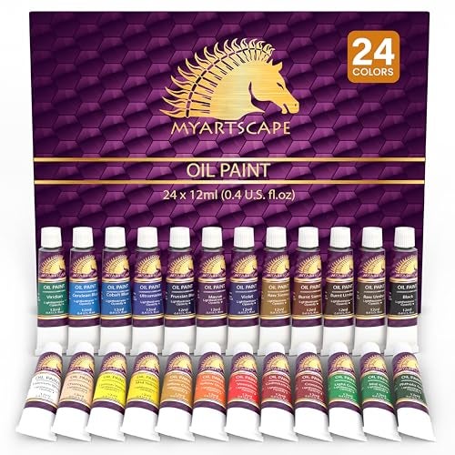 MyArtscape Oil Paint Set - 12ml x 24 Tubes - Lightfast - Heavy Body - Oil-based Colors - Great Pigment Load - Artist Quality Painting Supplies - Professional Craft Paints - Image 1