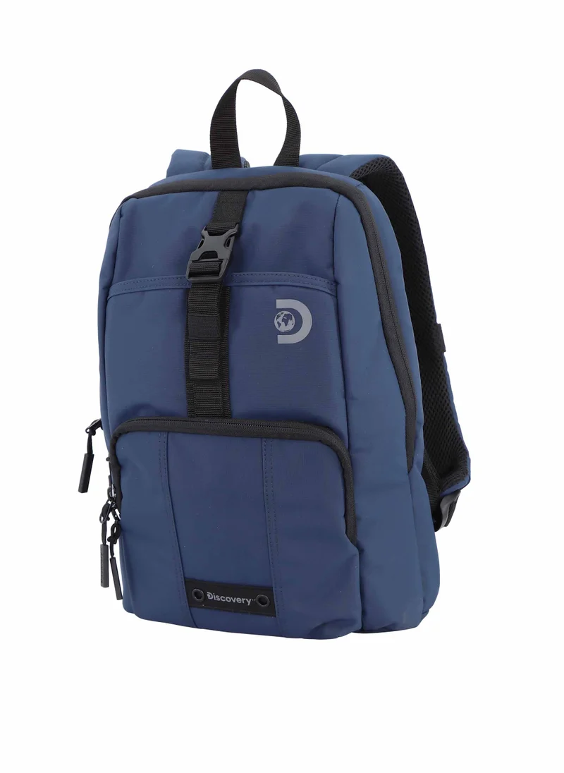 ديسكفري Discovery SHIELD RPET Polyester Urban Backpack Blue, Durable Water Resistant Causal Daypack With Padded RFID Pocket, Outdoor Travel Business Bag For Men And Women.