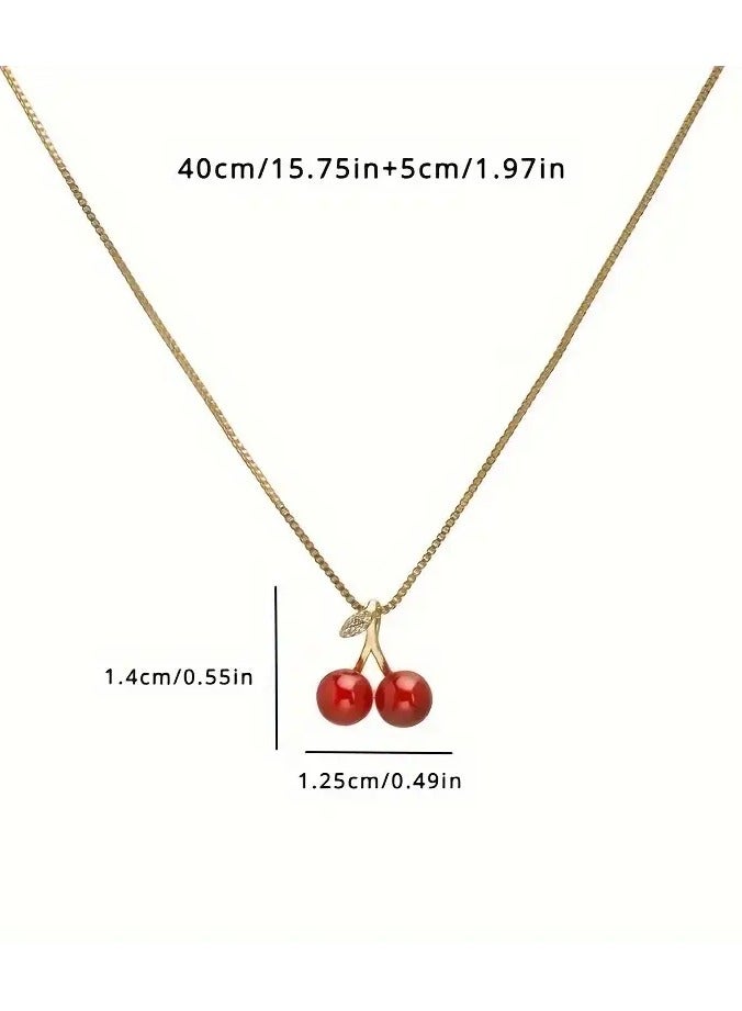 جلوسكي قلادة قلادة الكرز الأحمر للنساء، اكسسوارات سلسلة عظم الترقوة الفاخرة - Image 3