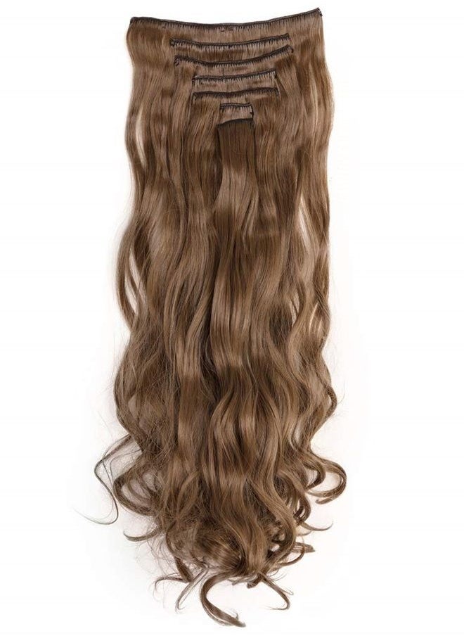 Lelinta 7Pcs 16 Clips 23"-24" Thick Curly Straight Full Head Clip in on Double Weft Hair Extensions 