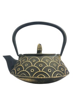 Durable Coated with Enamel Interior Cast Iron Teapot with Stainless Steel Infuser for Brewing Loose Tea Leaf 0.8 Liter