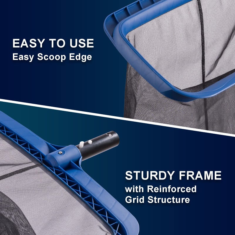 POOLAZA Fine Mesh Pool Net & Brush Head Combo - Sturdy Skimmer with 17.5" Professional Brushes for Pool Wall Cleaning - Image 3
