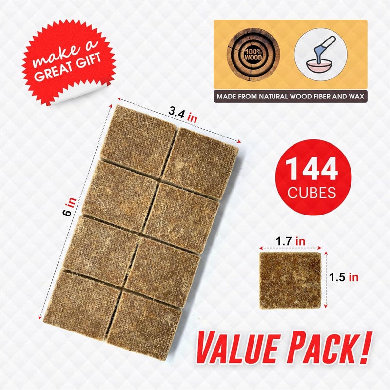 Dextreme Fire Starter Pack of 144/48 Natural Fire Starters Cubes for Campfires, Charcoal, BBQ, Grill Pit, Fireplace, Wood Stoves, Smokers and Camping - Easy to Ignite and Non Toxic… (144 Squares) - Image 3