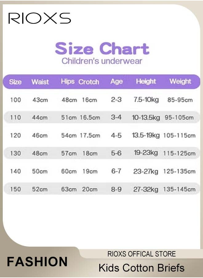 RIOXS - 4 Pack Cotton Briefs For Kids,Little Girl Shorts,Printed Cute Patter Briefs,Boxer Briefs For Girls With Comfort Soft Waistband,Breathable Shorts Briefs For Kids 3-8 Years - Image 1