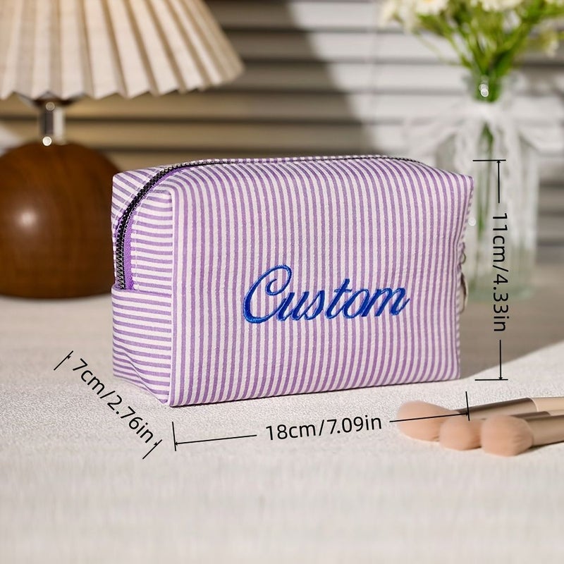 Custom Embroidery Toiletry Bag Orange Pink For Women Travel Makeup Storage Gift - Image 4