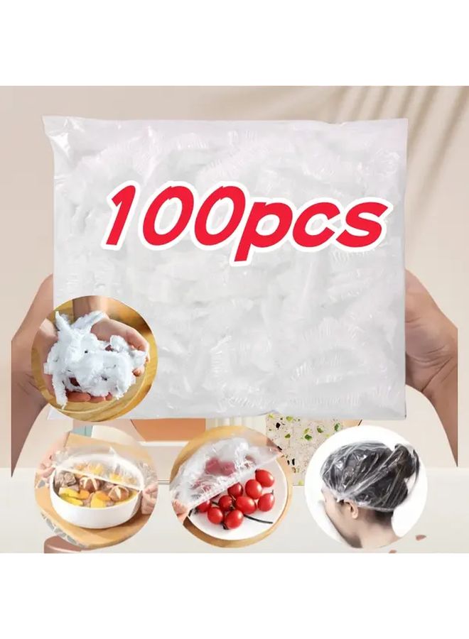 100 Pcs Disposable Elastic Food Grade Plastic Lids Microwave Safe Reusable Telescopic Flip Top Containers Multi Functional Airtight Seal Covers For Kitchen Shower Storage Suitable For Food Preservation Dishwasher Safe - Image 1