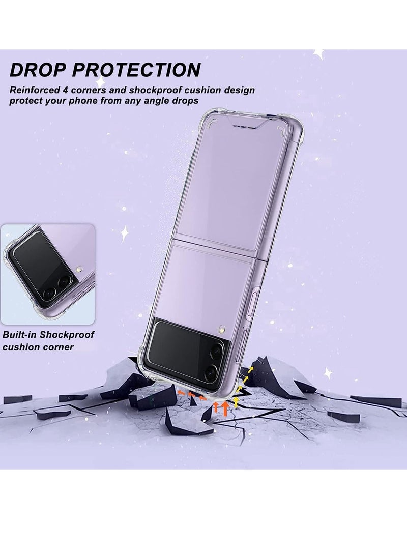 Samsung Galaxy Z Flip 4 Case, Clear Transparent Four Corners Reinforced Slim Hard PC and Soft TPU Bumper Shockproof Protective Case for Galaxy Z Flip 4 2022 - Image 2