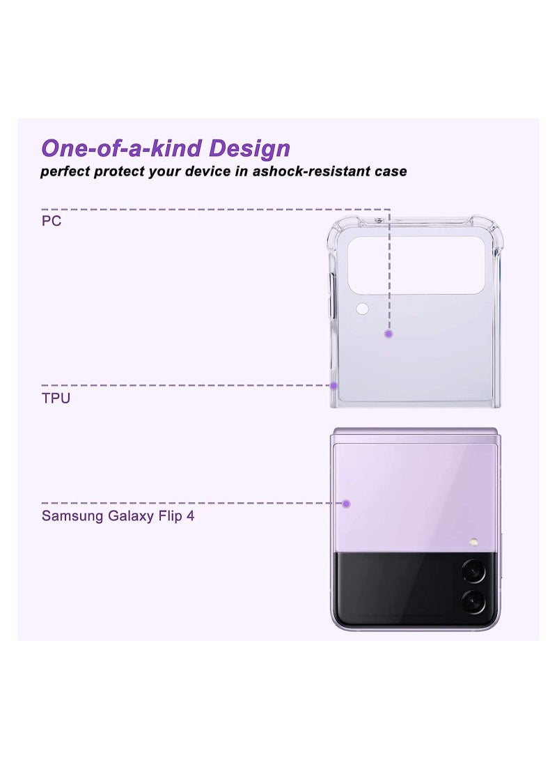 Samsung Galaxy Z Flip 4 Case, Clear Transparent Four Corners Reinforced Slim Hard PC and Soft TPU Bumper Shockproof Protective Case for Galaxy Z Flip 4 2022 - Image 4