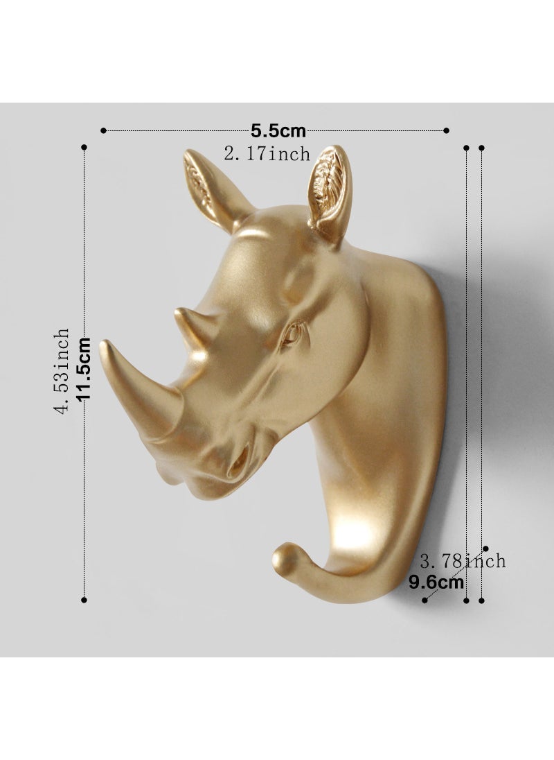 Cross-border wholesale European creative hook punch-free strong paste wall decoration wall hanging deer head clothes hook Rhino (Fugui Gold) 