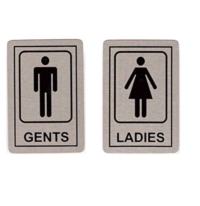 THW® Stainless Steel Self Adhesive Gents/Ladies Toilet Restroom Signage Board Combo (6"x4") - Image 3