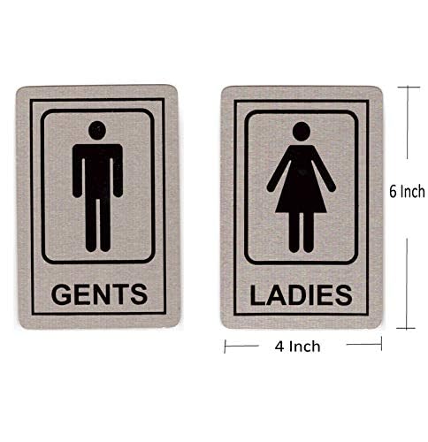 THW® Stainless Steel Self Adhesive Gents/Ladies Toilet Restroom Signage Board Combo (6"x4") - Image 2