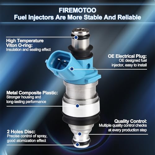 FIREMOTOO Fuel Injectors Pack of 6 Compatible with Lex-us ES300 1994-1995 for Toyota Camry 1994-2001 Avalon 1995-1999 Sienna 1998-2000 Solara 1999-2002 V6 3.0L Replace 23250-20010 FJ179 2 Holes - Image 2