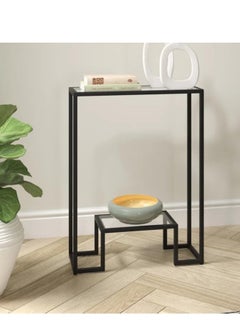 Generic 𝐅𝐅𝐃 Modern Console Table Pre-Assembled – Black Metal Frame & Tempered Glass Shelves, Entryway Sofa Side Table, Hallway Accent Furniture"  - Image 1
