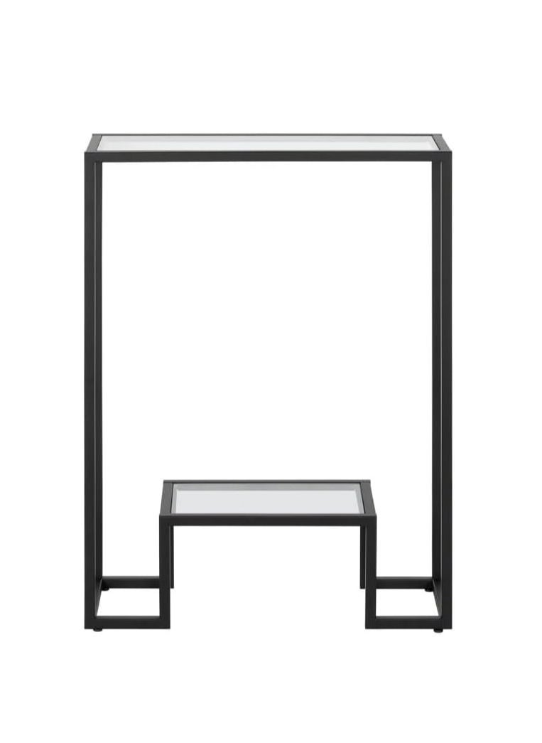 Generic - 𝐅𝐅𝐃 Modern Console Table Pre-Assembled – Black Metal Frame & Tempered Glass Shelves, Entryway Sofa Side Table, Hallway Accent Furniture" - Image 1