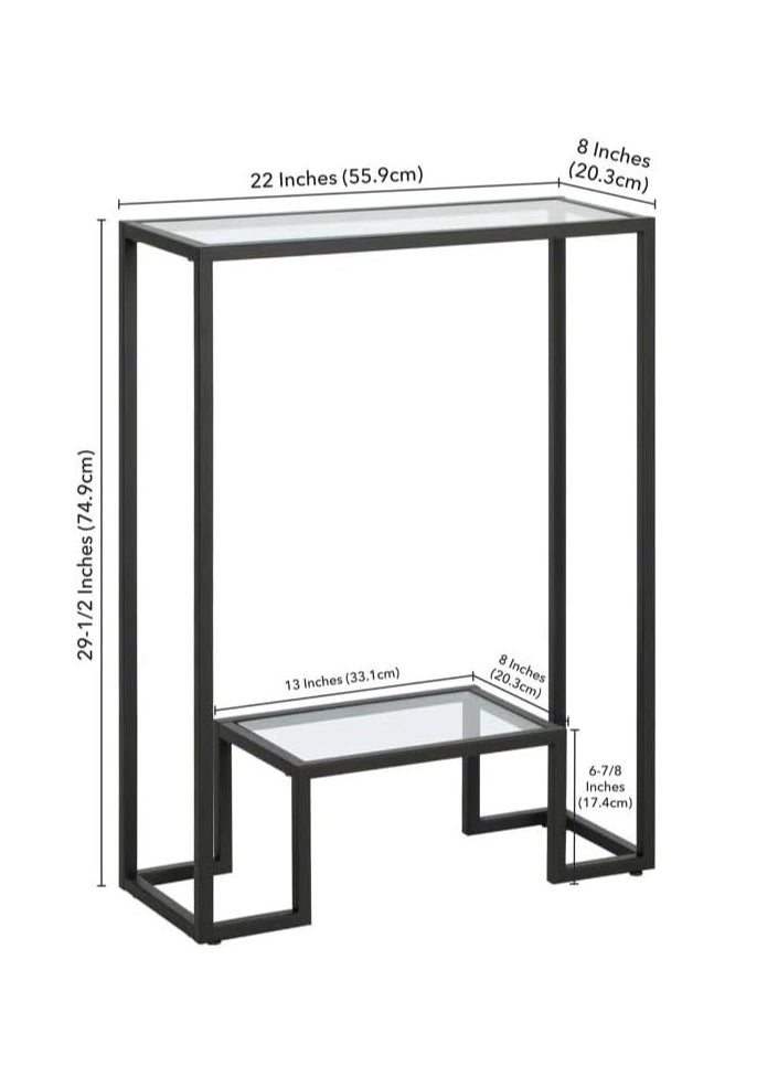 Generic - 𝐅𝐅𝐃 Modern Console Table Pre-Assembled – Black Metal Frame & Tempered Glass Shelves, Entryway Sofa Side Table, Hallway Accent Furniture" - Image 1