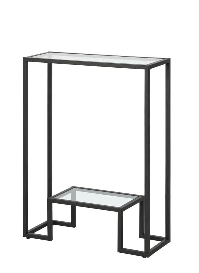 Generic - 𝐅𝐅𝐃 Modern Console Table Pre-Assembled – Black Metal Frame & Tempered Glass Shelves, Entryway Sofa Side Table, Hallway Accent Furniture" - Image 1