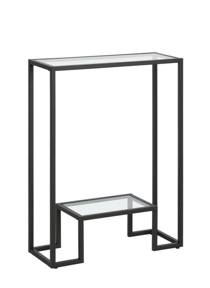 Generic - 𝐅𝐅𝐃 Modern Console Table Pre-Assembled – Black Metal Frame & Tempered Glass Shelves, Entryway Sofa Side Table, Hallway Accent Furniture" - Image 1