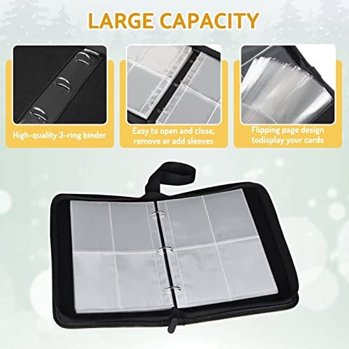 Bebomne Sports Card Binder Holder 480 Pockets with 60 Removable Sleeves, Portable Sports Trading Cards Binder Album Collector Organizer Protectors with Zipper,Waterproof - Image 4