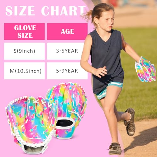 Ausletie Kids Baseball Glove, Softball Gloves, Kids Girls Toddlers Baseball Softball Mitt, 9''-10.5'' T-Ball Gloves for Training and Beginner Play, Left Hand Glove, Right Hand Throw - Image 4