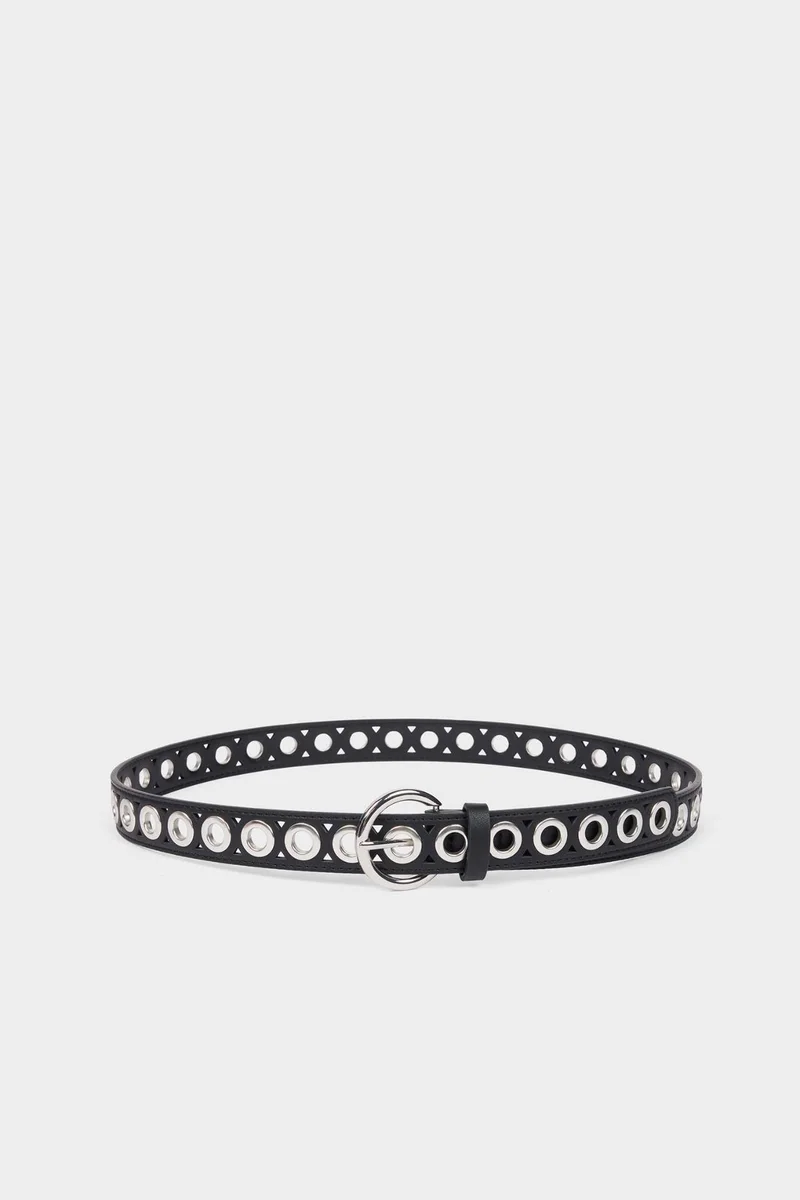 ديفاكتو Woman Oval Buckle Faux Leather Classic Belt