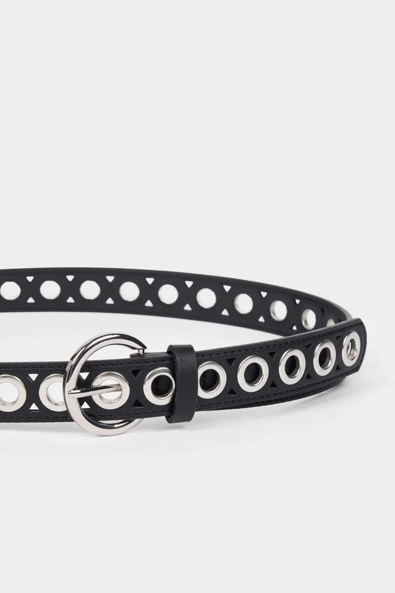 ديفاكتو Woman Oval Buckle Faux Leather Classic Belt