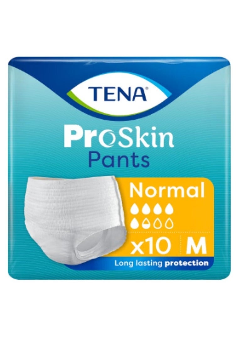 Tena Normal Pants Style | Adult Diaper Medium Size (M) | Unisex | Waist Size 32-44 inch | 80-110cms | Long Lasting Protection | Odour Neutralizer | 10 Units - Image 1