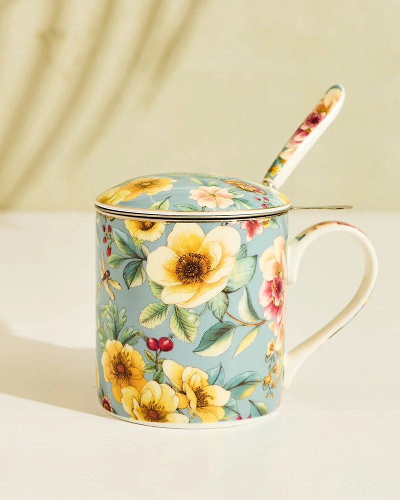 REDTAG Assorted Floral Printed Mug Set (4 Piece)