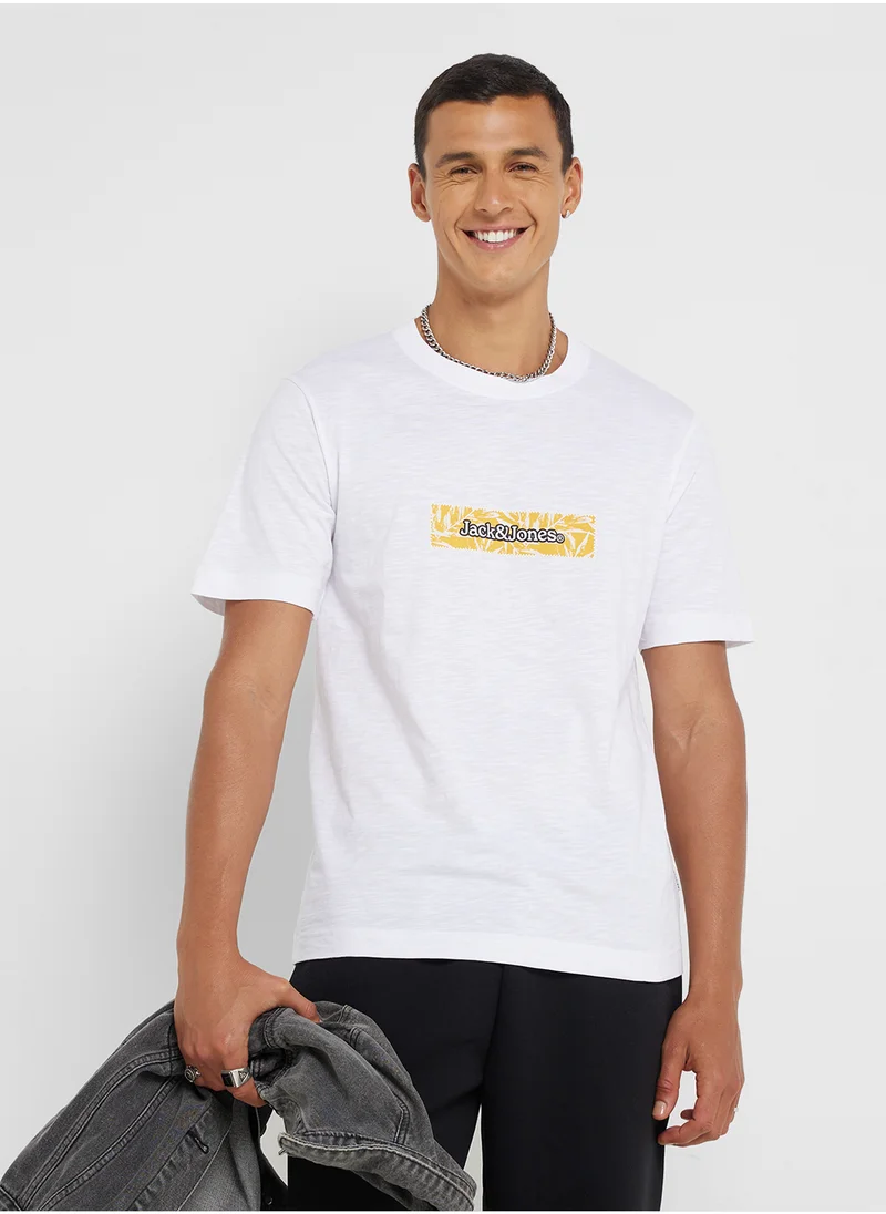 جاك اند جونز Jorsplit Logo Crew Neck T-Shrt