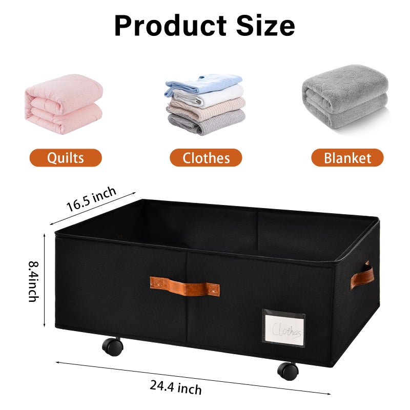 Freebat Under Bed Storage Organizer with Wheels, Underbed Container with Clear Lid Cover, Storage Bag Box with Visiable Window for Clothes, Bedsheet, Pillow, 2 Pack - Image 2