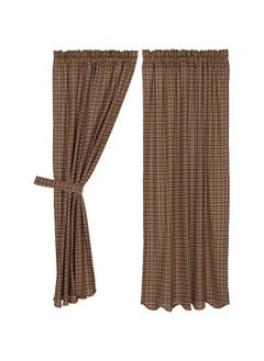 VHC Brands Prescott Plaid Cotton Rustic Curtains Rod Pocket Tie Back(S) Bedding Accessory Set King Panel 63X36  - Image 1
