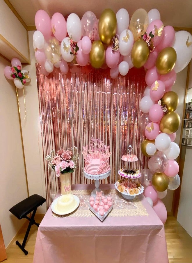 Netnology Pink Gold Confetti Balloons Set, 60Pcs 12 Inch Pink White Metallic Gold and Pink Gold Confetti Latex Balloon for Girls Birthday Baby Shower Bridal Shower Wedding Princess Party Decorations - Image 3