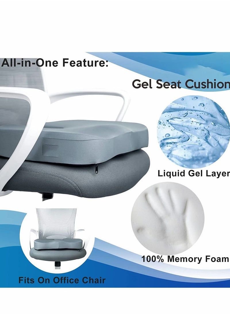 Y&D - Gel Seat Cushion for Long Sitting Enhanced Office Chair Pillow, Butt Support Cushion, Memory Foam Desk Pad, Gray - Image 1
