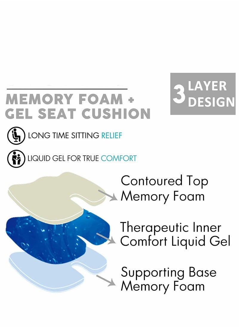 Y&D - Gel Seat Cushion for Long Sitting Enhanced Office Chair Pillow, Butt Support Cushion, Memory Foam Desk Pad, Gray - Image 1